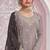 Grey color embroideried chinon semi stitched palazzo suit