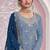 Sky blue color embroideried chinon semi stitched palazzo suit