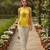 Womens yellow viscose rayon floral printed boat neck regular top