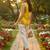 Womens yellow viscose rayon floral printed boat neck regular top