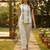 Womens off white cotton floral printed boat neck regular top