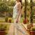 Womens off white cotton floral printed boat neck regular top