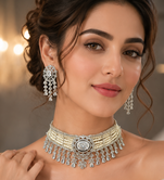 Grand Pearl American Diamond Choker Set
