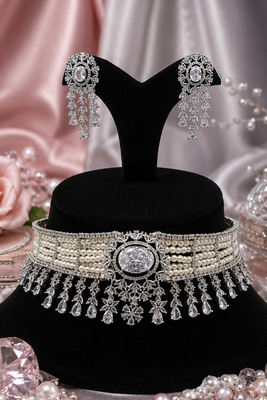 Grand Pearl American Diamond Choker Set 2