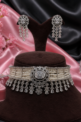 Grand Pearl American Diamond Choker Set 5