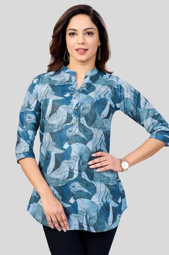  cotton blend printed short kurti