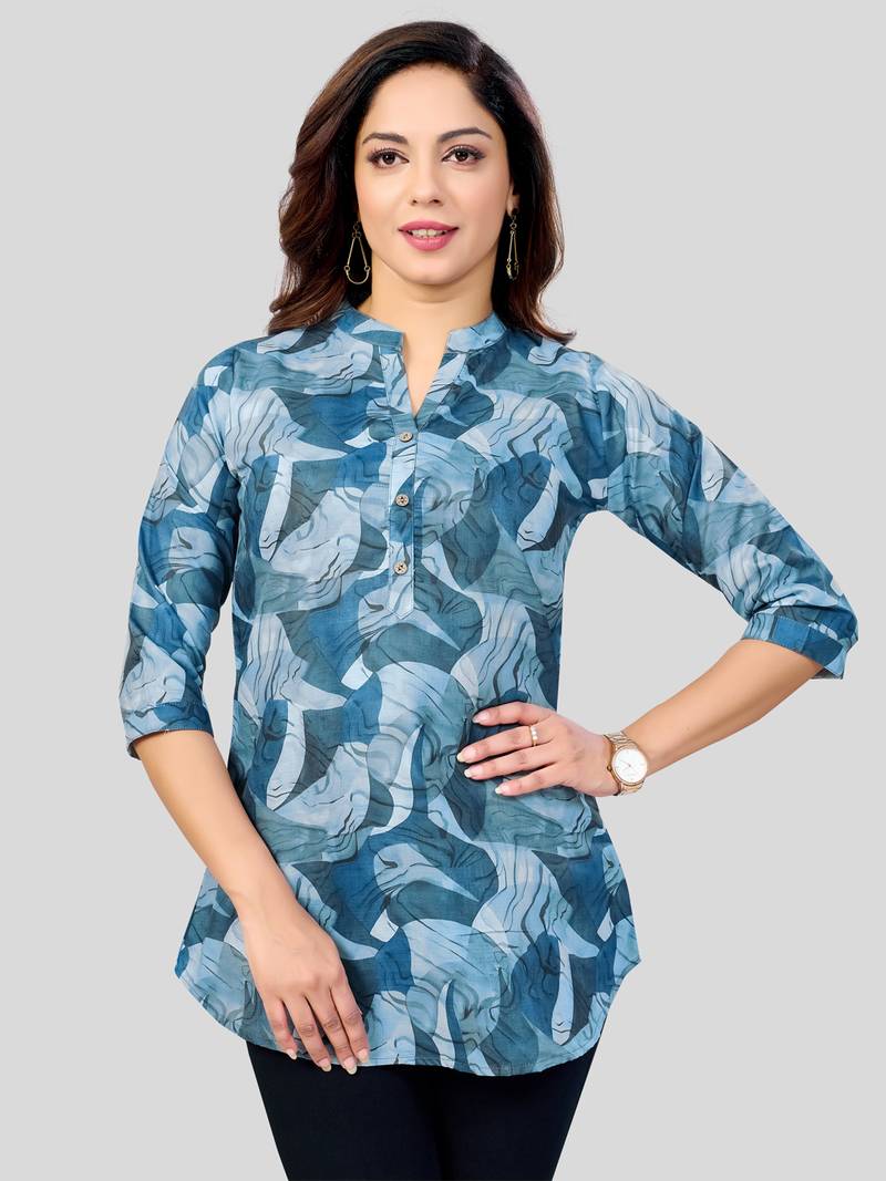  cotton blend printed short kurti