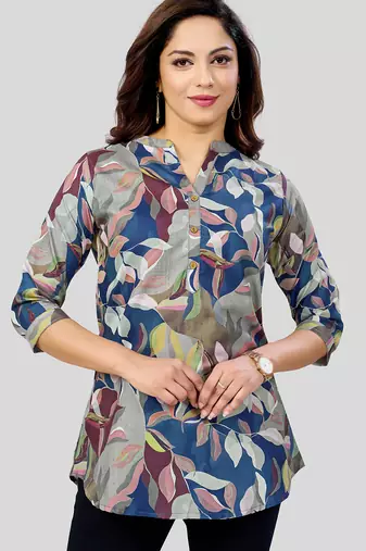  cotton blend printed short kurti