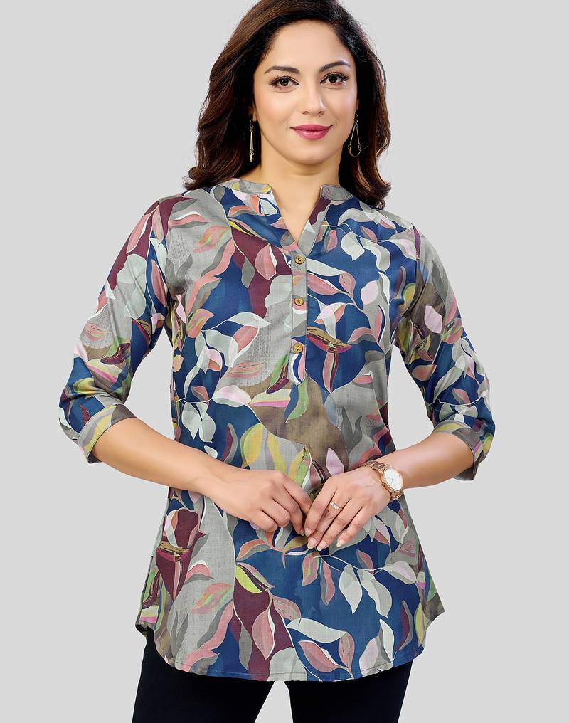  cotton blend printed short kurti