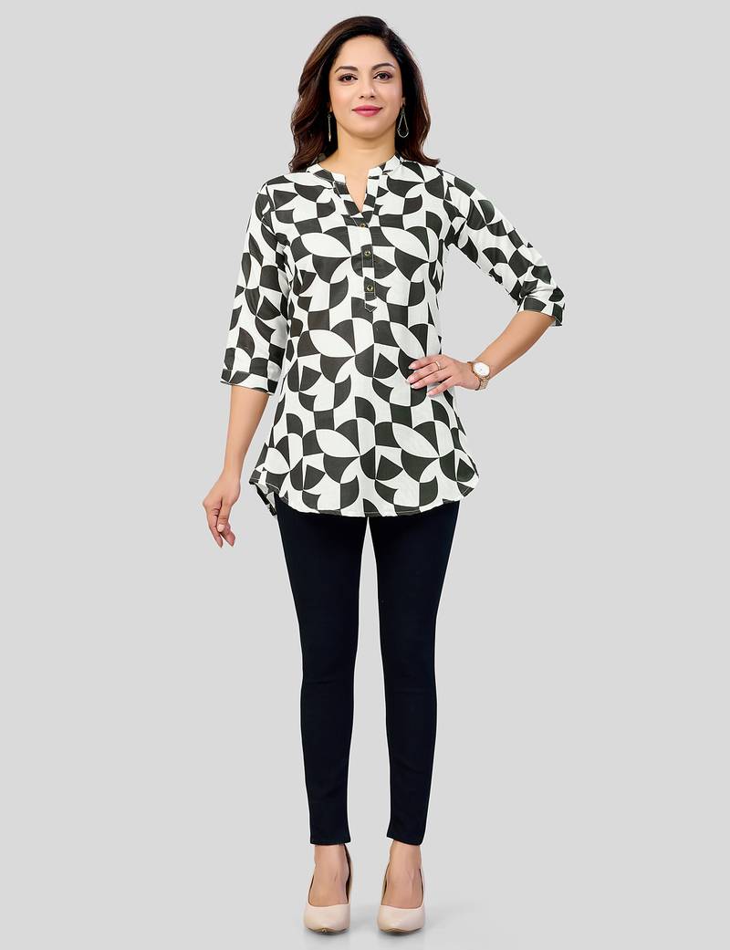 cotton blend printed short kurti