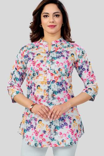  cotton blend printed short kurti