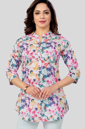  cotton blend printed short kurti
