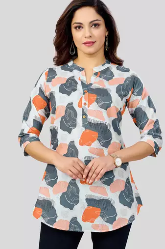  cotton blend printed short kurti