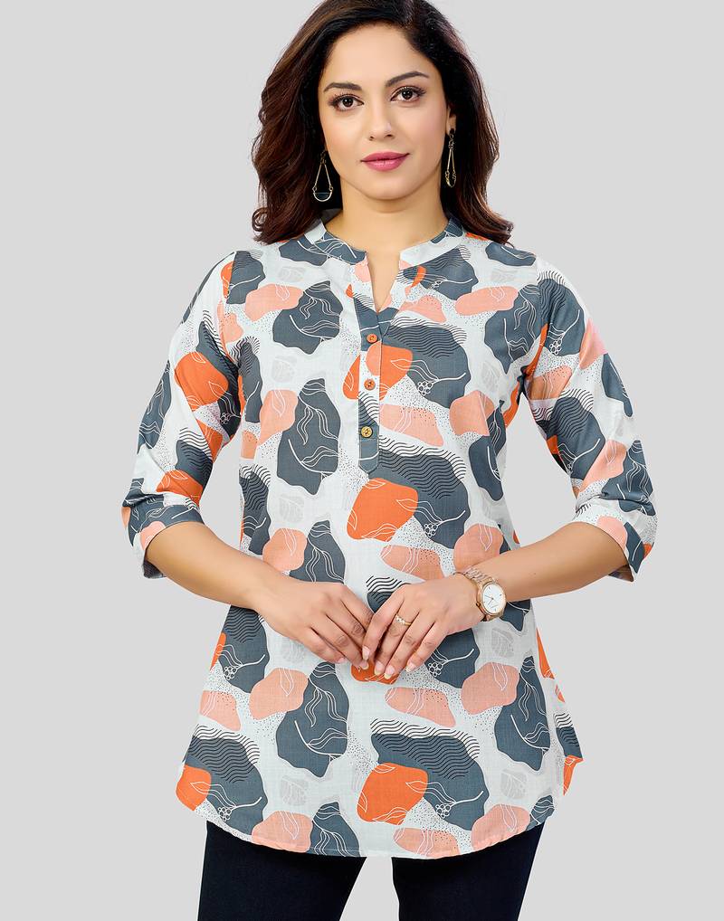  cotton blend printed short kurti