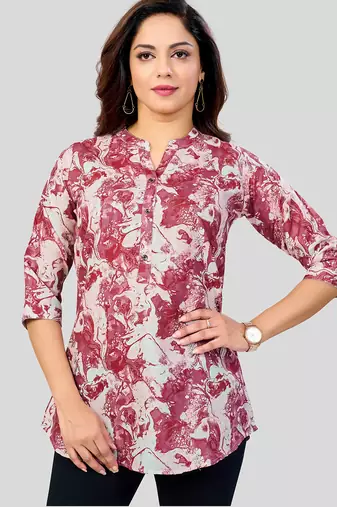  cotton blend printed short kurti