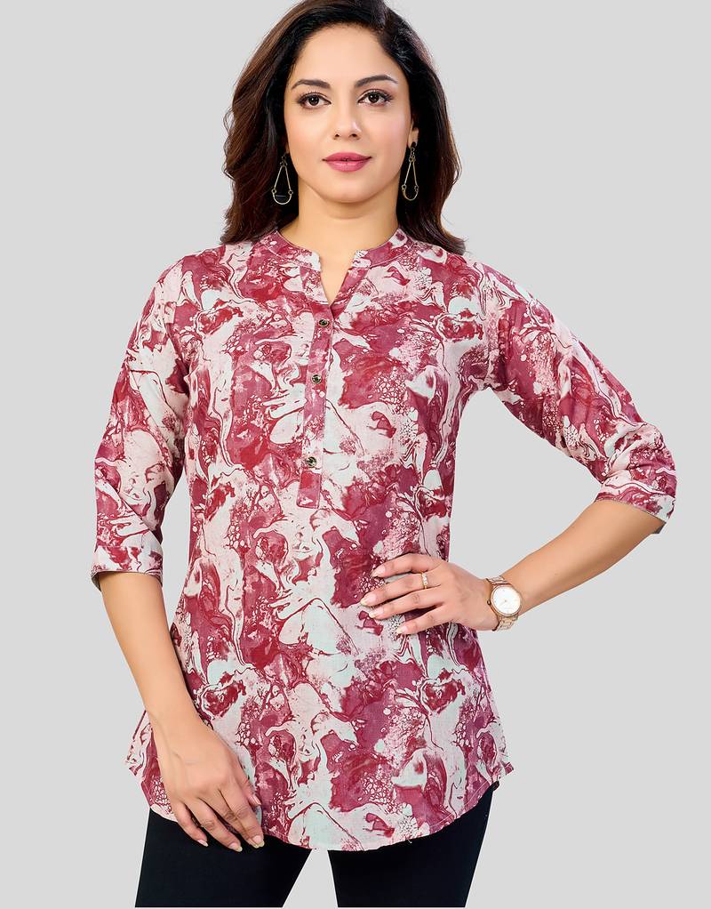  cotton blend printed short kurti