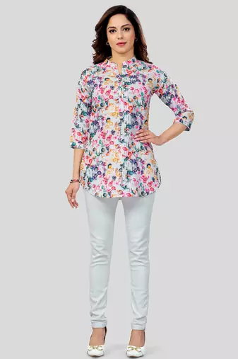  cotton blend printed short kurti