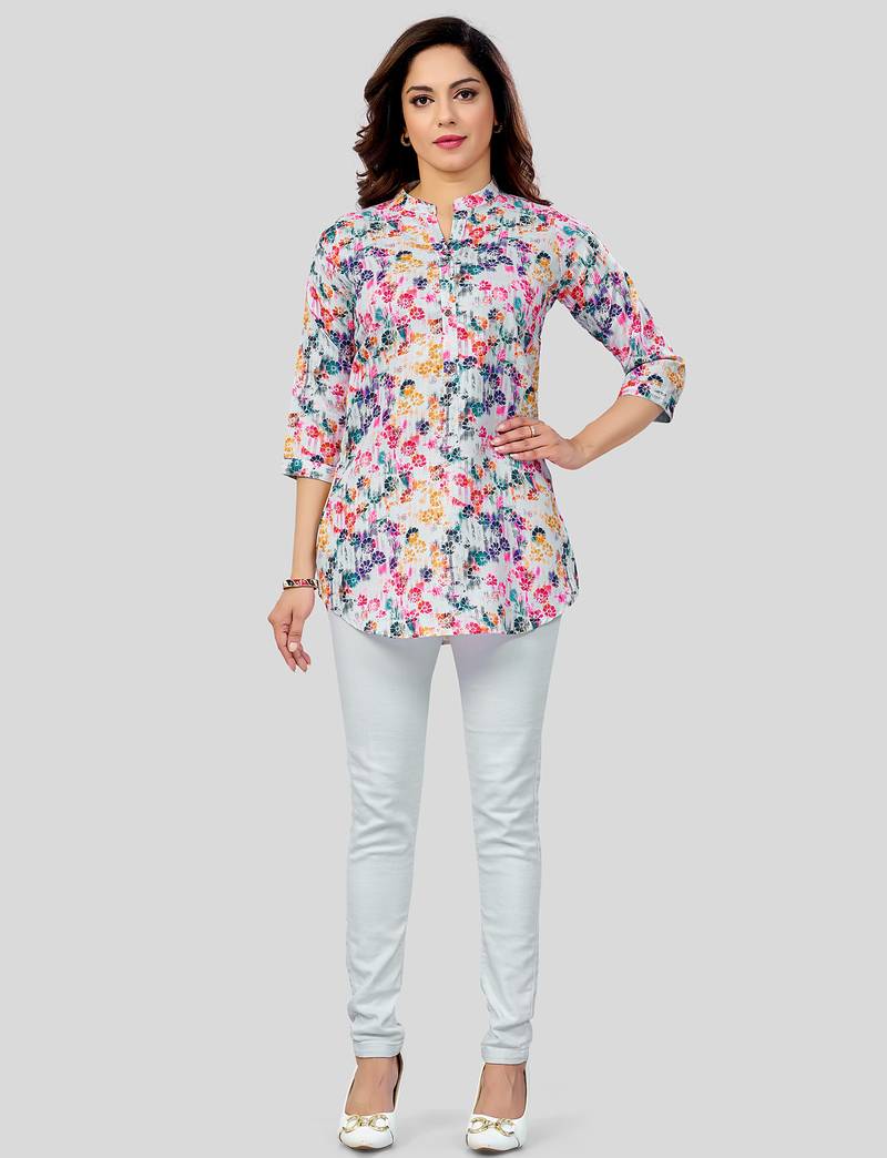  cotton blend printed short kurti