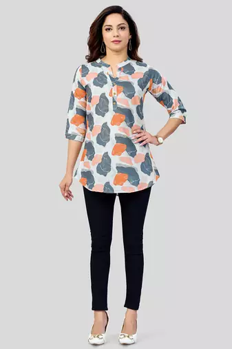  cotton blend printed short kurti