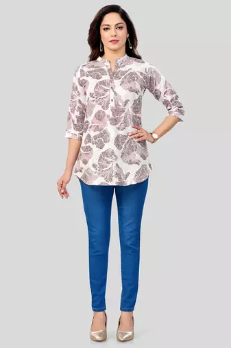  cotton blend printed short kurti