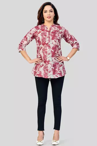  cotton blend printed short kurti