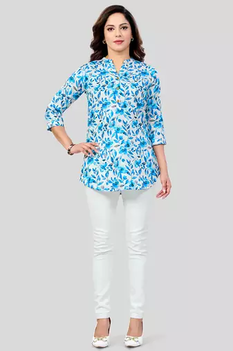  cotton blend printed short kurti