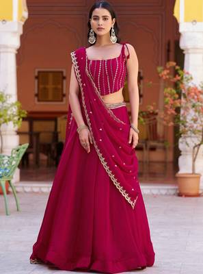 Royaly Rani Pink Thread Embroidered Silk Festival Wear Lehenga Choli 1
