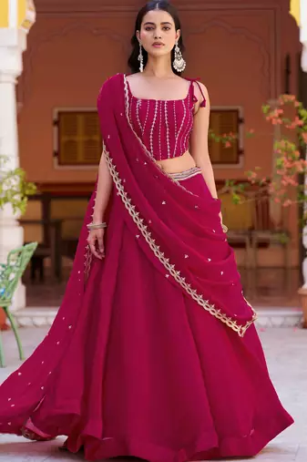 Royaly Rani Pink Thread Embroidered Silk Festival Wear Lehenga Choli