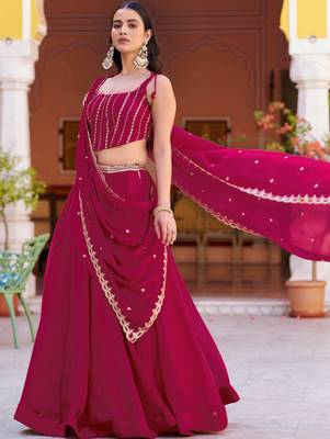 Royaly Rani Pink Thread Embroidered Silk Festival Wear Lehenga Choli 3