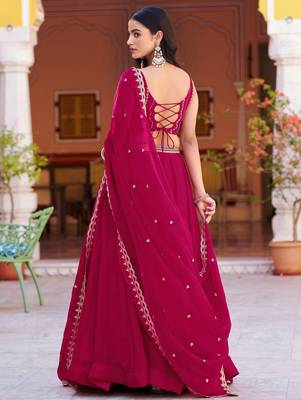 Royaly Rani Pink Thread Embroidered Silk Festival Wear Lehenga Choli 4
