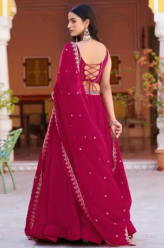 Royaly Rani Pink Thread Embroidered Silk Festival Wear Lehenga Choli