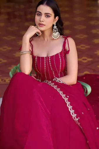 Royaly Rani Pink Thread Embroidered Silk Festival Wear Lehenga Choli