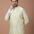 Mint green embroidered cotton silk kurta bundi set