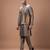 Metallic fawn embroidered cotton silk kurta bundi set