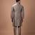 Metallic fawn embroidered cotton silk kurta bundi set