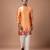 Orange printed japan satin kurta set