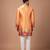 Orange printed japan satin kurta set