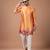 Orange printed japan satin kurta set