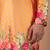 Orange printed japan satin kurta set