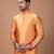 Orange printed japan satin kurta set