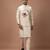 Beige embroidered cotton silk kurta bundi set