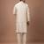 Beige embroidered cotton silk kurta bundi set