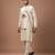 Beige embroidered cotton silk kurta bundi set