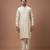 Beige pleated cotton silk kurta set