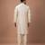 Beige pleated cotton silk kurta set