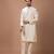 Beige pleated cotton silk kurta set