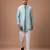 Aqua blue embroidered cotton silk kurta bundi set
