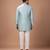 Aqua blue embroidered cotton silk kurta bundi set