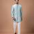 Aqua blue embroidered cotton silk kurta bundi set