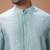Aqua blue embroidered cotton silk kurta bundi set